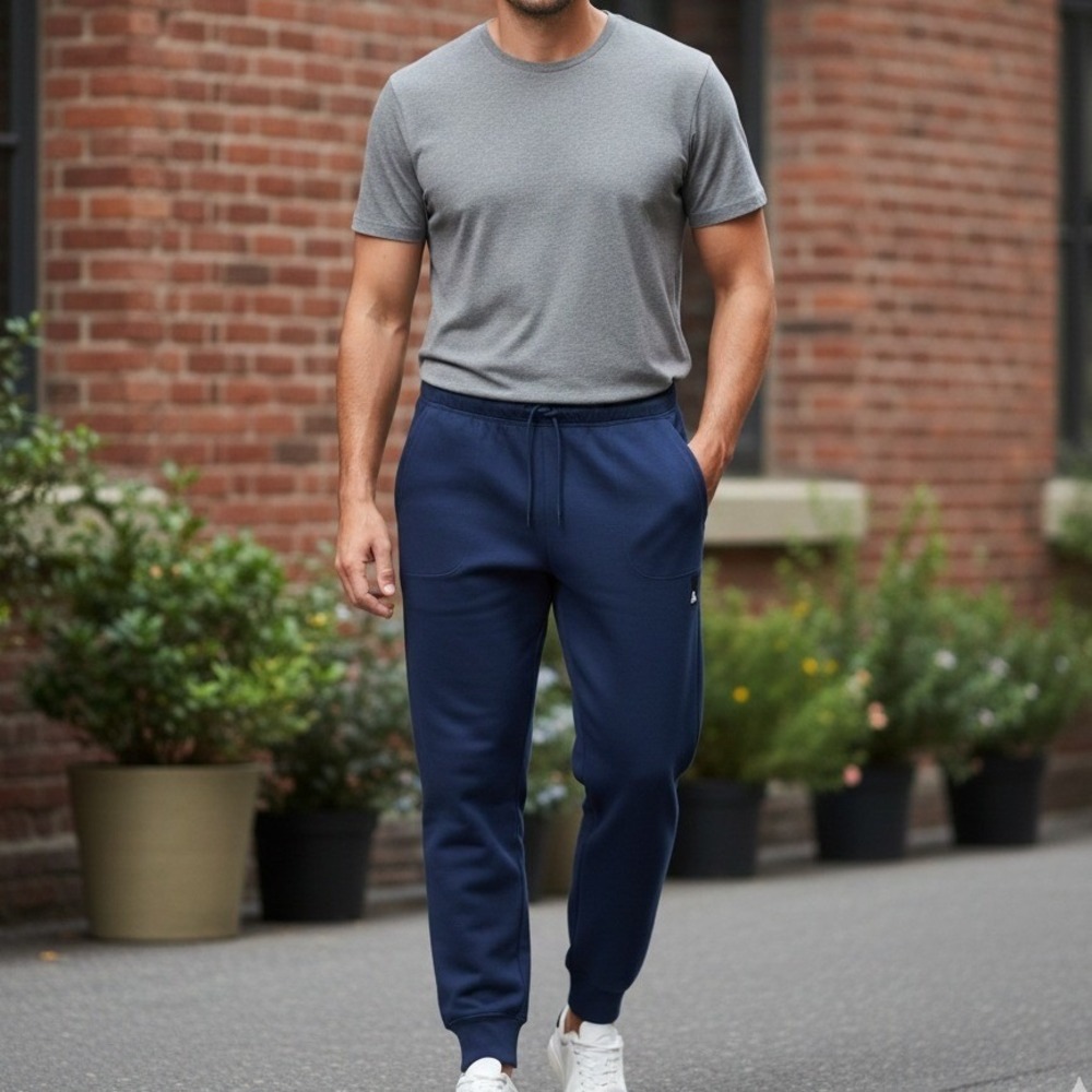 Reebok Mens Sweatpants Size 2XL‎ Blue Ribbed Cuffed Joggers Drawstrings Pockets